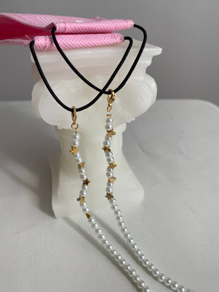 Chain cubrebocas perlas con estrella